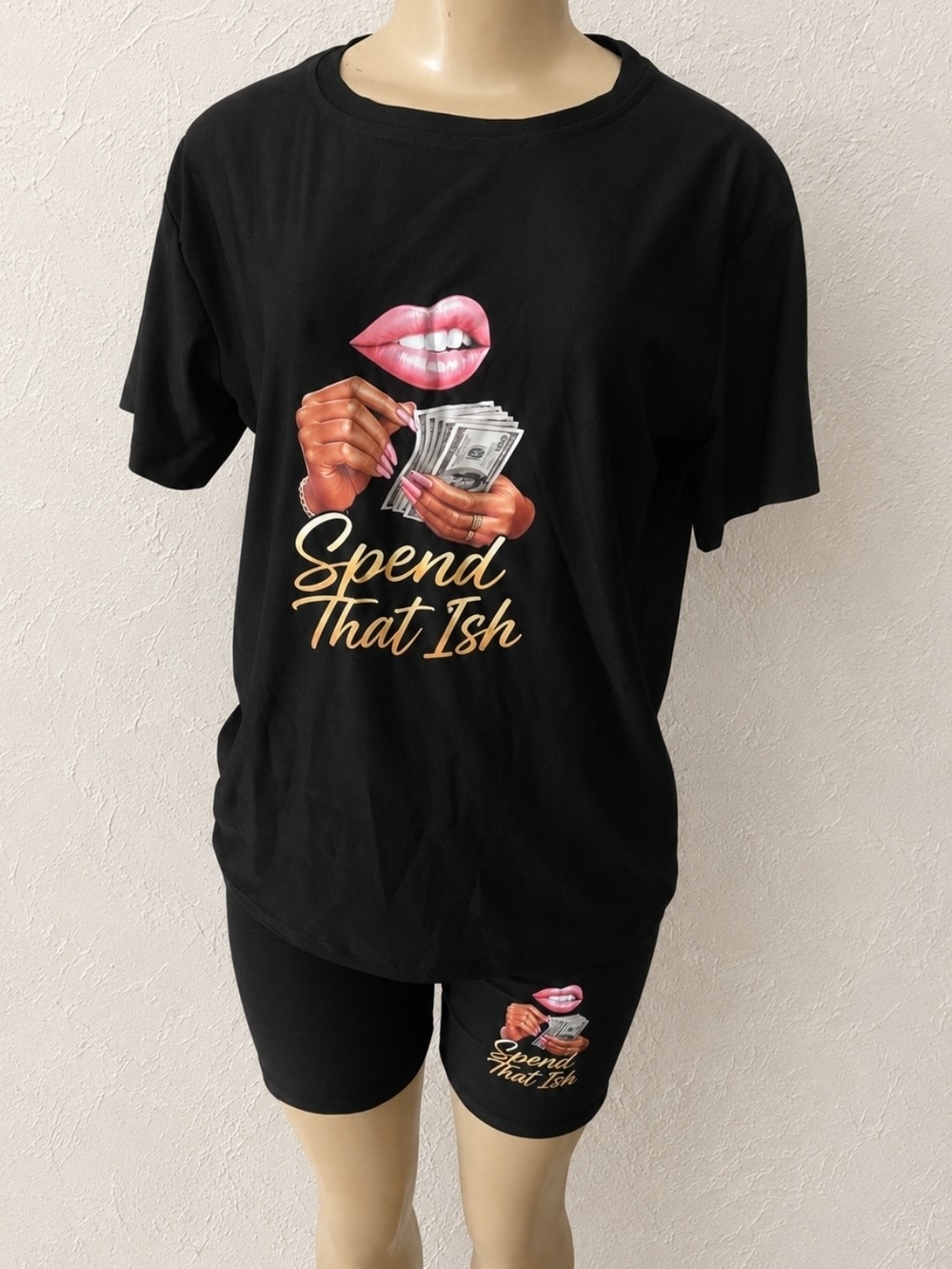 Spend .... Graphic Short Sleeve Set - Women